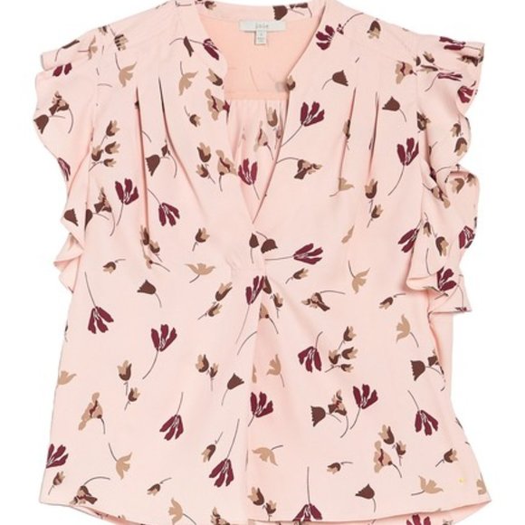 JOIE Ashtina Floral Crepe Cap Sleeve Pink Top NWT sz L - Picture 3 of 14